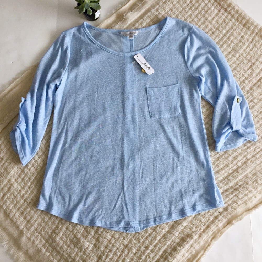NWT Charming Charlie 3/4 Sleeve Button Back Top